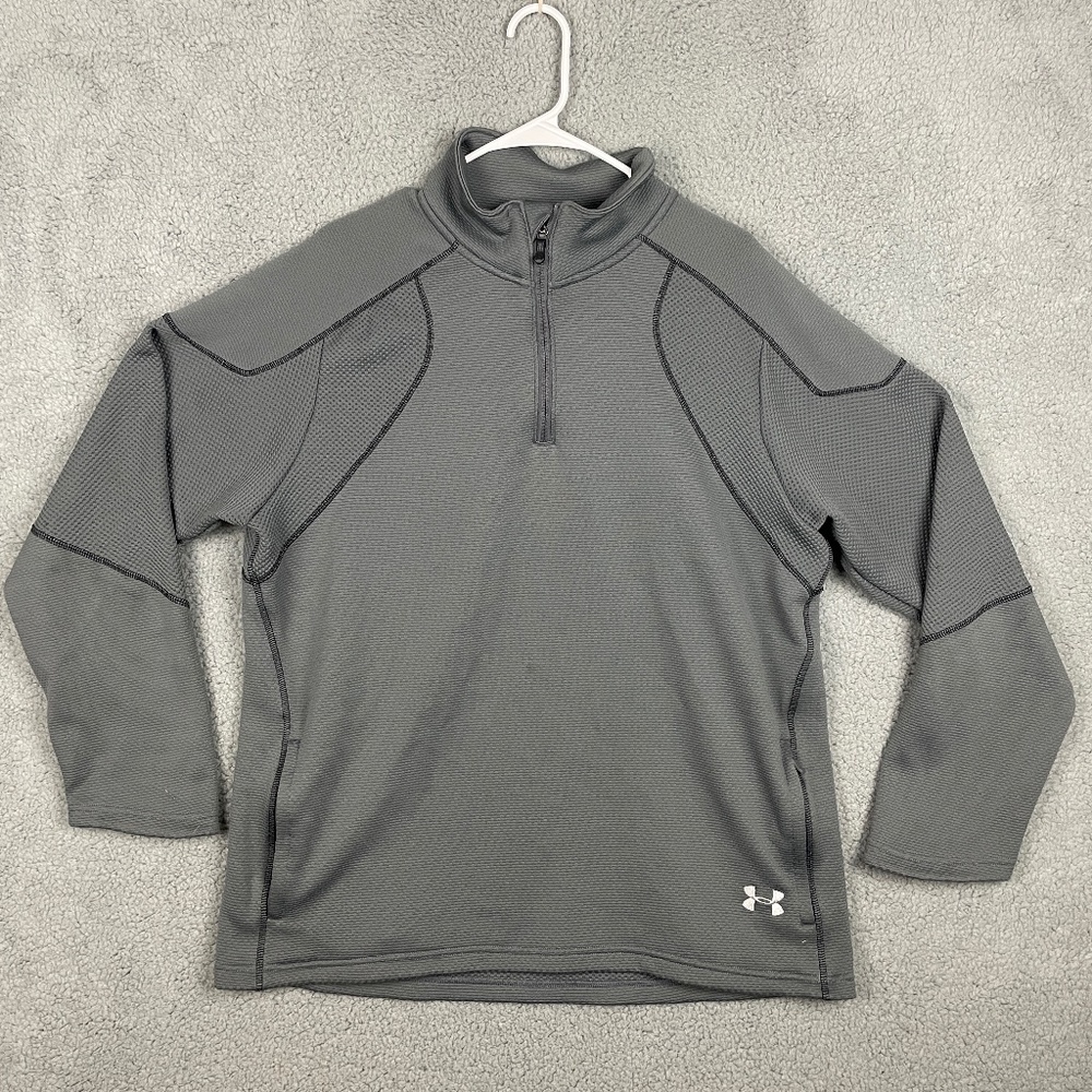 UNDER ARMOUR Activewear Top Mens XL All Season Loose Quarter Zip L/S Gray